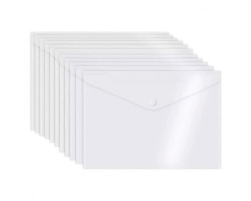 Папка-конверт на кнопке A4 (330x235 мм) 300 мкм, полипропилен, прозрачная