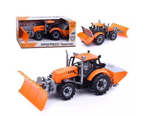 Трактор "Прогресс" снегоуборочный инерционный (оранжевый) (в коробке)
