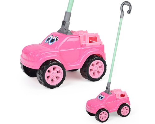 Автомобиль-каталка "Боби" с ручкой (розовый)