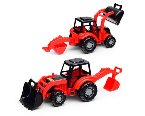 Мастер, трактор-экскаватор (красно-чёрный) (в сеточке)