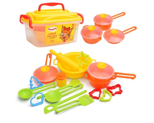Набор посуды для кукол "Три кота" (20 элементов, в контейнере)