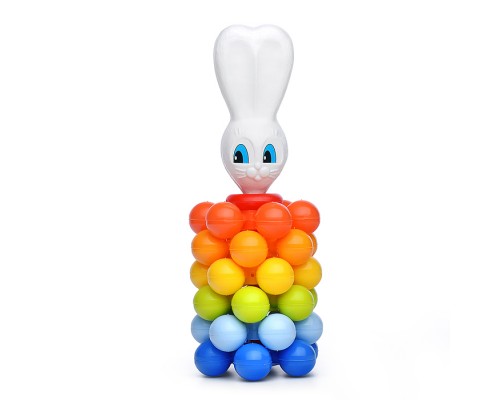 Пирамида-мини с шариками "Зайка" 22см в сетке