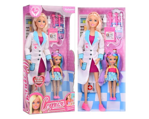Кукла София врач, 29 см, с пациентом Машенька и акс, руки и ноги сгиб, в коробке