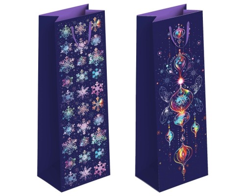 Пакет бумажный подарочный НГ "Новогодняя ночь" эффект: фольга, 12х36х12см, микс ST