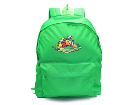 Рюкзак мягкий "Кубик зеленый" 1 отделение, на молнии с двумя бегунками, большой карман на молнии снаружи, мягкие наплечники, с подкладкой, материал полиэстер, размер 39х30х14см