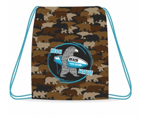 Мешок для обуви "Медведь-сёрфер" 1 отделение, 330х420мм, петля для подвеса, полиэстер, 210 ден