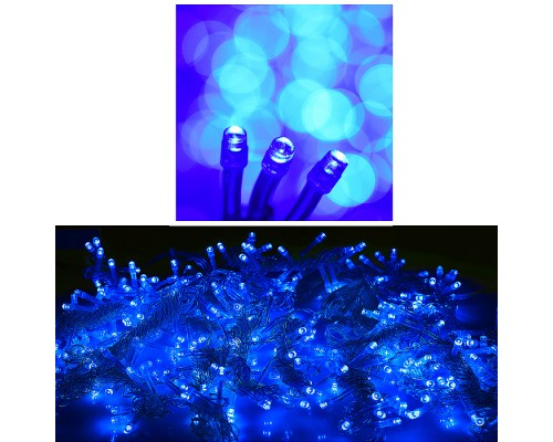 Электрогирлянда-занавес 6*3м, 640 ламп, синий в пакете