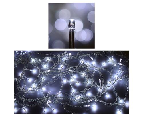 Электрогирлянда светодиодная 3 м, 96 ламп, холодный в пакете