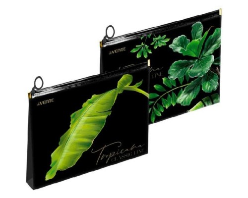 Папка на молнии с расширением "Tropicana" A5 (240x170x30 мм) 180 мкм, непрозрачная, с рисунком, тиснение фольгой, индивидуальная маркировка, 2 дизайна