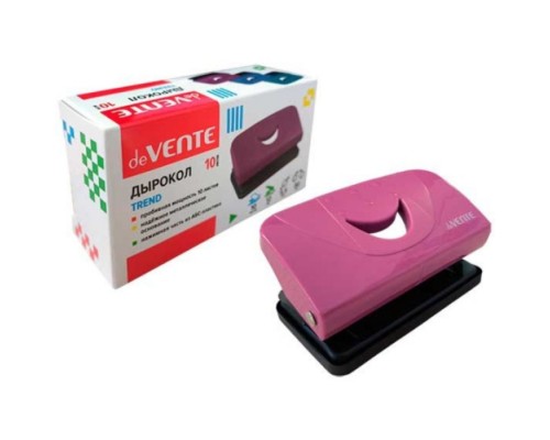 Дырокол "Trend" (10 листов) пластиковый, в картонной коробке, брусничный