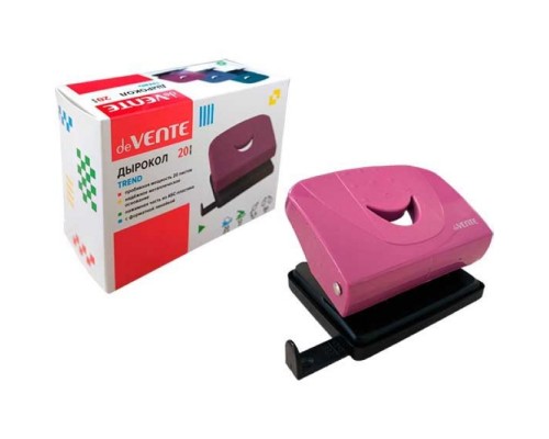 Дырокол "Trend" (20 листов) пластиковый, с линейкой, в картонной коробке, изумрудно-бирюзовый