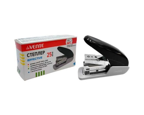 Степлер "IEffective" № 24/6&26/6 (мощность 25 листов, глубина скрепления 40 мм) пластиковый, 1 вид скрепления, снижает нагрузку на 50%, в картонной коробке, черный