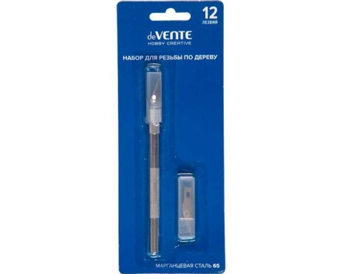 Набор для резьбы по дереву "Hobby creative" нож и 12 лезвий, марганцевая сталь 65, черный