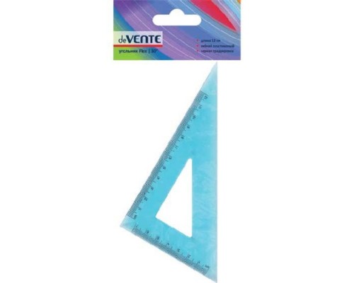 Угольник"Flex" гибкий 30&deg;/12 см, прозрачный синий, в блистерной упаковке