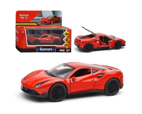 Машина металл ferrary 488 GTB 12 см, (двери, багажник) инерц., в коробке
