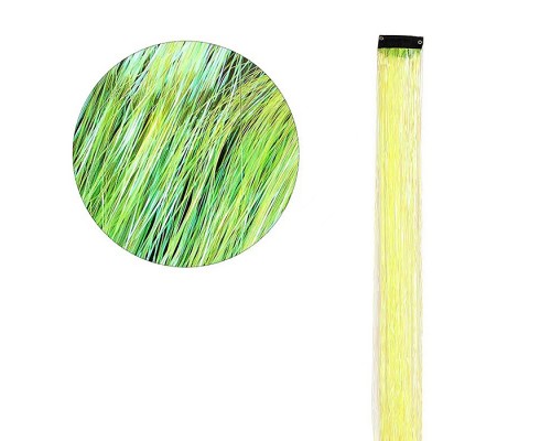 Цветная прядь для волос, Дождик, на заколке, 11 гр., Желтый, Хамелеон, 50*3,2 см, 1 шт.