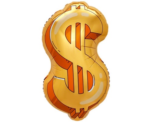 Шар (32''/81 см) Фигура, Знак Доллара, Золото, 1 шт. в уп.