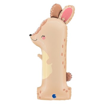 Шар (38''/97 см) Цифра, 1 Зайка, 1 шт. в уп.