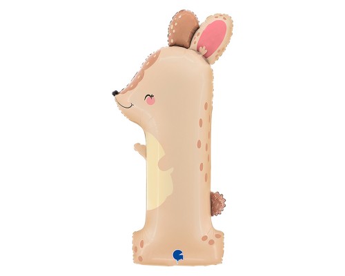 Шар (38''/97 см) Цифра, 1 Зайка, 1 шт. в уп.