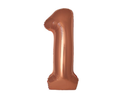 Шар (40''/102 см) Цифра, 1 Slim, Бронза, Металлик, 1 шт. в уп.