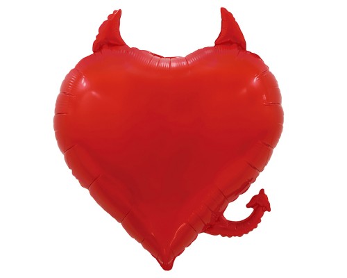 Шар (30''/76 см) Сердце, Чертенок, Красный, 1 шт. в уп.