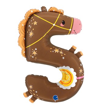 Шар (35''/89 см) Цифра, 5 Лошадка, 1 шт. в уп.