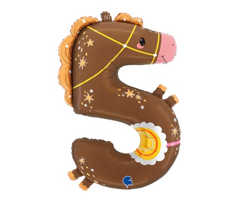 Шар (35''/89 см) Цифра, 5 Лошадка, 1 шт. в уп.