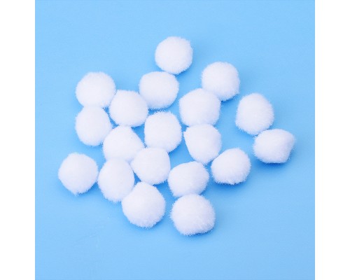 Набор помпонов для творчества 25 мм, 20 шт, цвет белый.