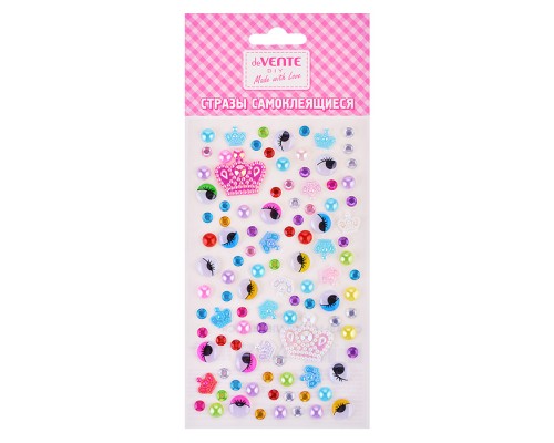 Стразы самоклеящиеся "Королевский микс" акриловые, карточка 95x170 мм, в пластиковом пакете с блистерным подвесом