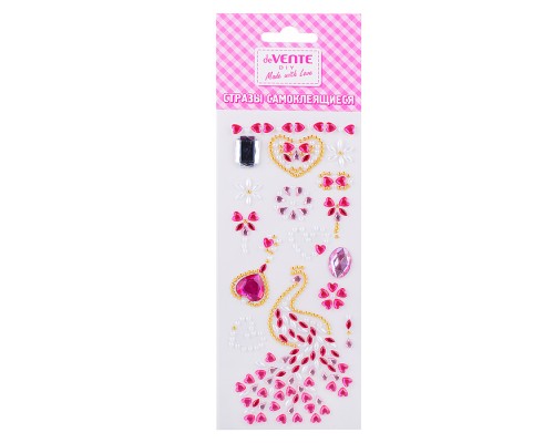 Стразы самоклеящиеся "Firebird" акриловые, карточка 7,5x18 cм, цвета ассорти, в пластиковом пакете с блистерным подвесом