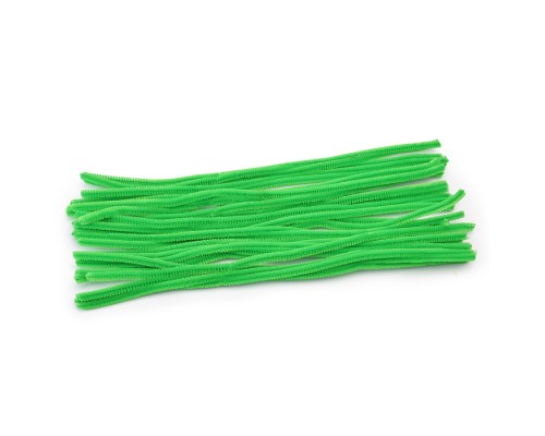 Проволока пушистая Шенил для творчества 0,6x30 см, 30 шт, цвет зеленый, в пластиковом пакете с блистерным подвесом