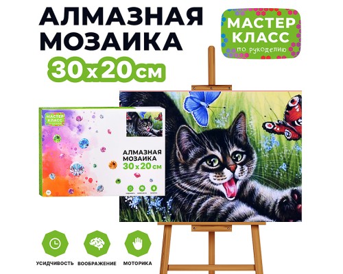 Мозаика алмазная "Игривый котик" 20*30см.