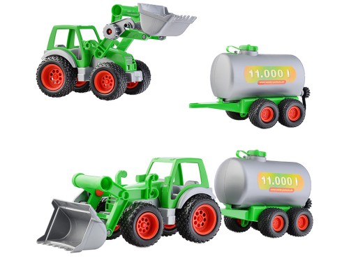 Фермер-техник", трактор-погрузчик с цистерной (в сеточке)