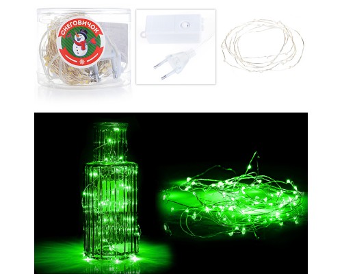 Электрогирлянда светодиодная Роса, 10 м, 100 ламп, зеленый