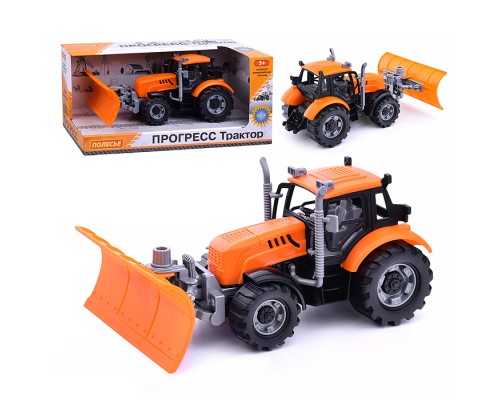 Трактор "Прогресс" с лопатой-отвалом инерционный (оранжевый) (в коробке)