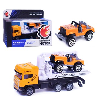 Эвакуатор инерц, металлическая кабина, металлическая мини машина, желтый