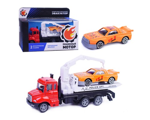 Эвакуатор инерц., металлическая кабина, металлическая мини машина, красный