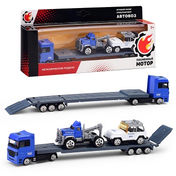 Набор машин металл. "Полиция, Автовоз, Пикап, Эвакуатор"