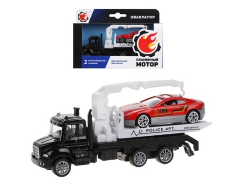 Эвакуатор инерц., металлическая кабина, металлическая мини машина, черная