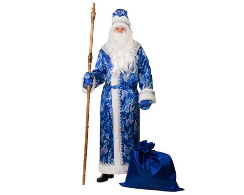 Карнавальный костюм "Дед Мороз сатин принт" (д/взр) р.54-56