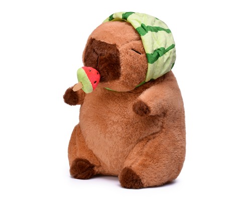 Мягкая игрушка "Капибара" с арбузиком, 30 см.