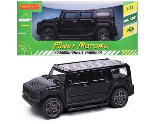 Чёрная инерционная машинка Внедорожник с люком die-cast,1:32, открывающиеся двери