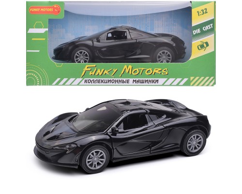 Чёрная инерционная машинка Спорт die-cast,1:32, открывающиеся двери