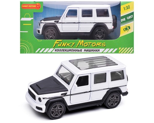 Белая инерционная машинка Джип с люком die-cast,1:32, открывающиеся двери