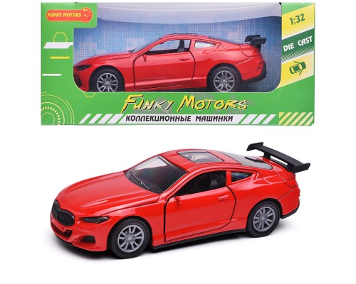 Красная инерционная машинка со спойлером die-cast,1:32, открывающиеся двери