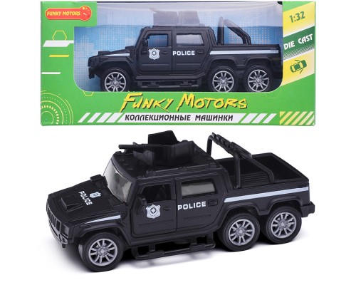 Чёрная инерционная служебная машинка Пикап die-cast,1:32, открывающиеся двери