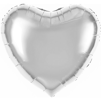 Шар (63''/160 см) Сердце, Серебро, Металлик, 1 шт. в уп.
