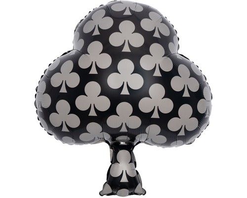 Шар (26''/66 см) Фигура, Покер, Карточная масть: Трефы, Черный, 1 шт. в уп.