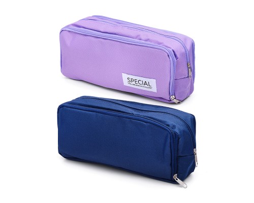 Пенал-косметичка "Teddy" 21,5x8x5 см, прямоугольный для 75 предметов, на молнии, черный