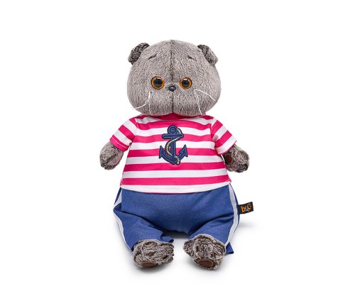 Кот Басик в полосатой футболке с якорем